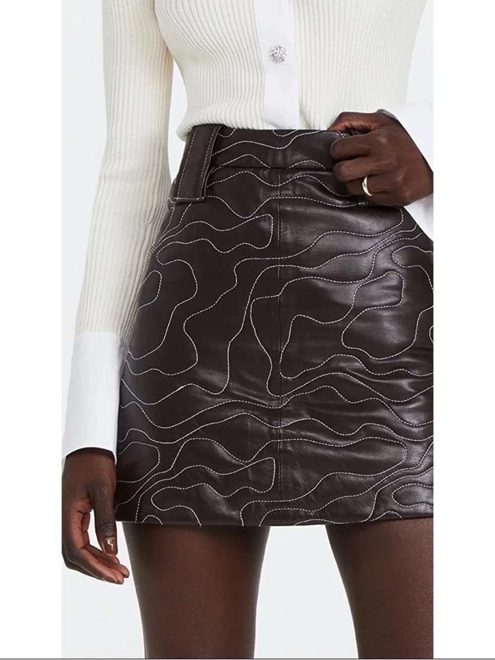 GANNI Lamb Leather Miniskirt